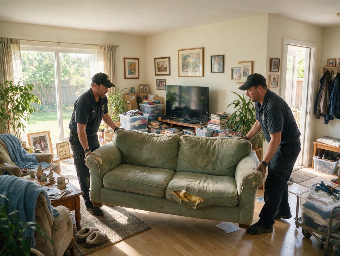 Crew loading unwanted furniture and boxes for removal